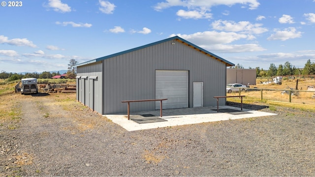 view of shed / structure featuring a garage