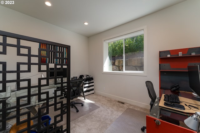 view of carpeted office