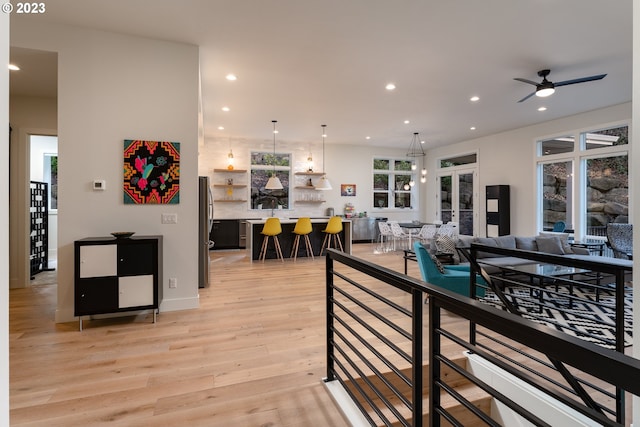 interior space with light hardwood / wood-style floors