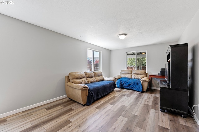 1062 Applegate Pl, Harrisburg, OR 97446 - bedroom featuring light wood-type flooring, a textured ceiling, and baseboards