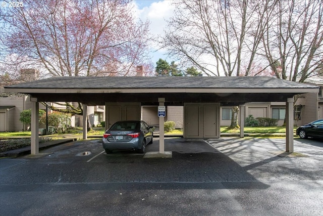 view of covered parking lot