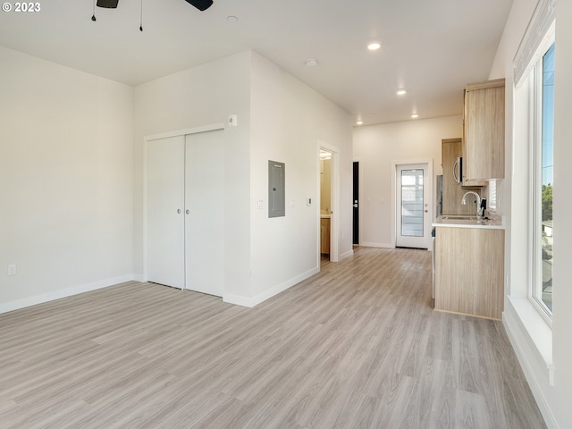 4738 SE Belmont St, Portland, OR 97215 - interior space with ceiling fan, light hardwood / wood-style flooring, and sink