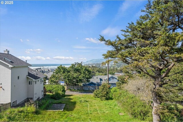view of yard with a mountain view