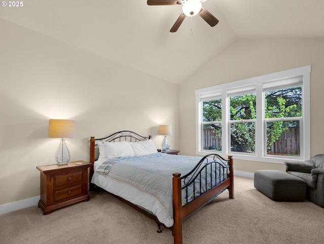 293 W Kershul Cir, Gearhart, OR 97138 - bedroom with carpet, vaulted ceiling, and ceiling fan