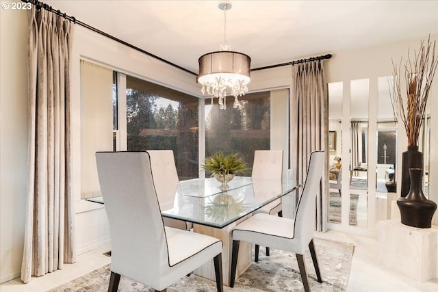 dining room with an inviting chandelier