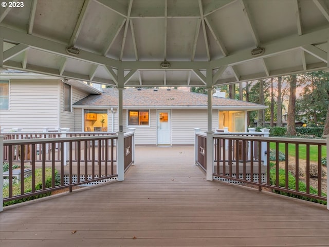 wooden terrace with a gazebo