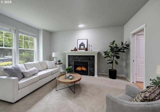 728 NE 72nd Ave, Hillsboro, OR 97124 - living room with a tiled fireplace, carpet, and recessed lighting