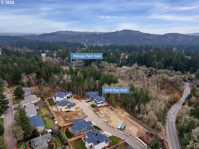 bird's eye view featuring a mountain view