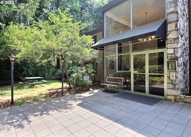 view of terrace with french doors