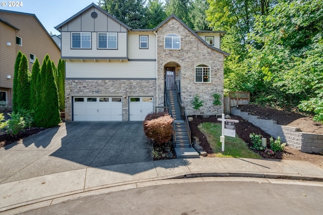 view of front of house with a garage