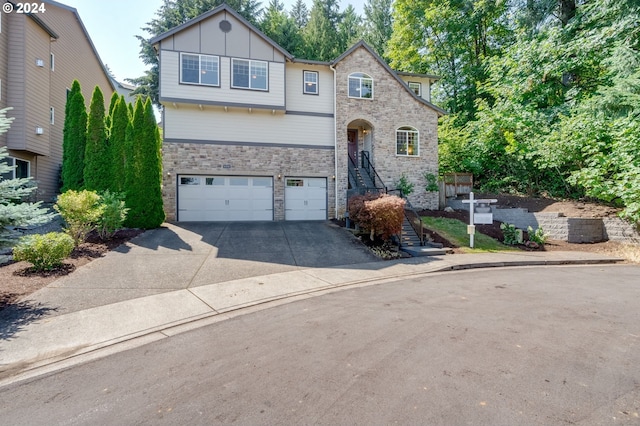 view of front of home with a garage