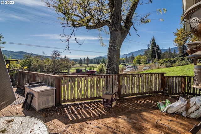 deck featuring a mountain view