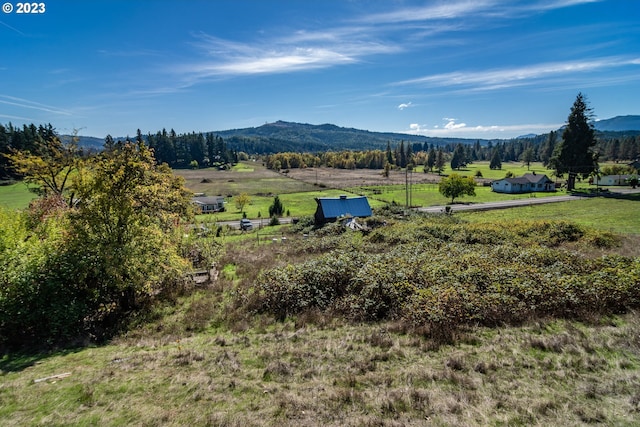 view of mountain feature with a rural view