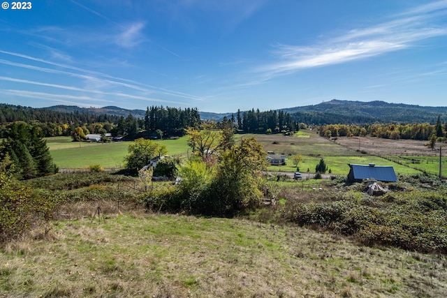 view of mountain feature featuring a rural view