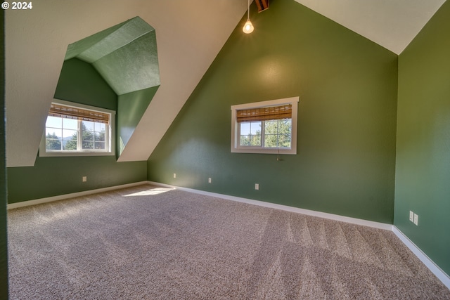 bonus room featuring lofted ceiling and carpet floors