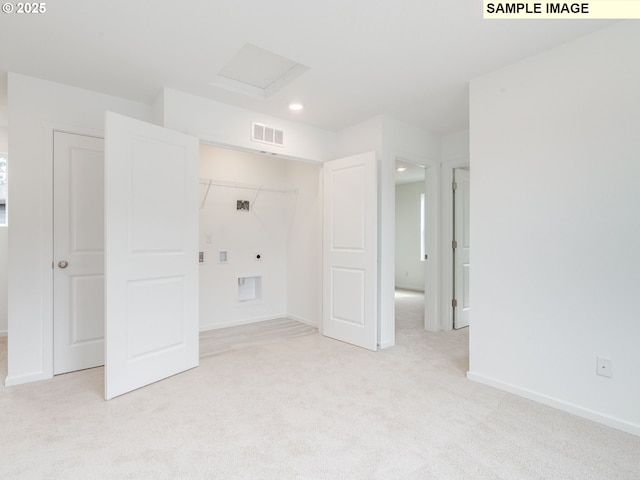 5506 NE 66th Pl, Vancouver, WA 98661 - unfurnished bedroom with light carpet, baseboards, visible vents, and recessed lighting