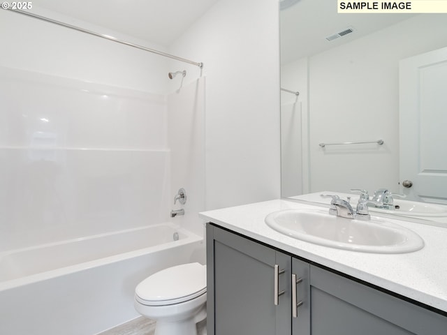 5506 NE 66th Pl, Vancouver, WA 98661 - full bathroom with vanity, toilet, shower / tub combination, and visible vents