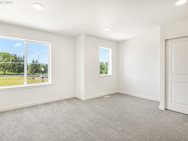 empty room with light carpet and plenty of natural light