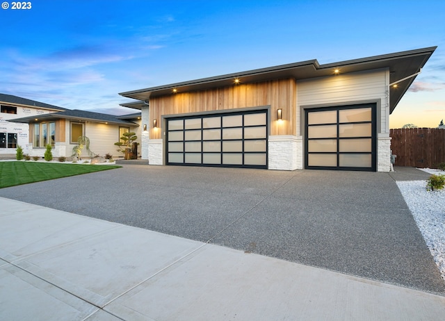 view of front of home with a garage