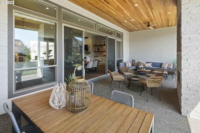 view of terrace featuring an outdoor living space