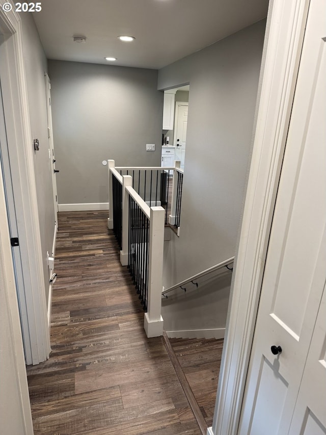 1427 SE 109th Ave, Portland, OR 97216 - stairs featuring wood finished floors, recessed lighting, and baseboards