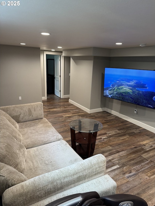 1427 SE 109th Ave, Portland, OR 97216 - living area with baseboards, wood finished floors, and recessed lighting