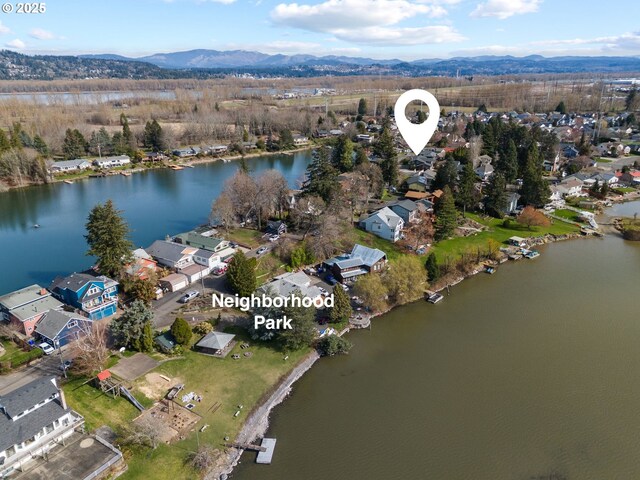 21503 NE Lachenview Ln, Fairview, OR 97024 - aerial view of property's location featuring a water and mountain view and nearby suburban area