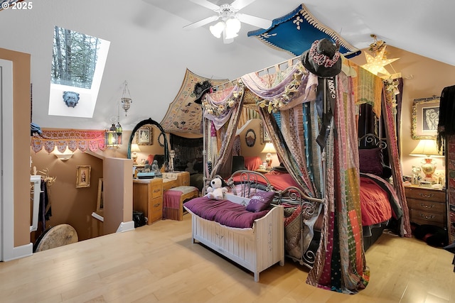11215 NE 359th St, La Center, WA 98629 - bedroom featuring a skylight, wood finished floors, and lofted ceiling