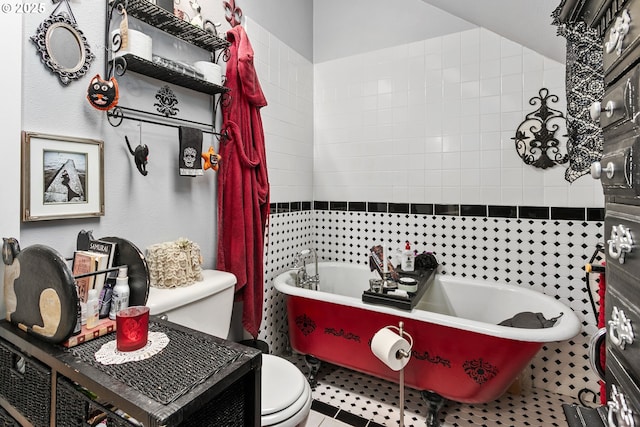 11215 NE 359th St, La Center, WA 98629 - full bath with toilet, a freestanding tub, and tile patterned flooring