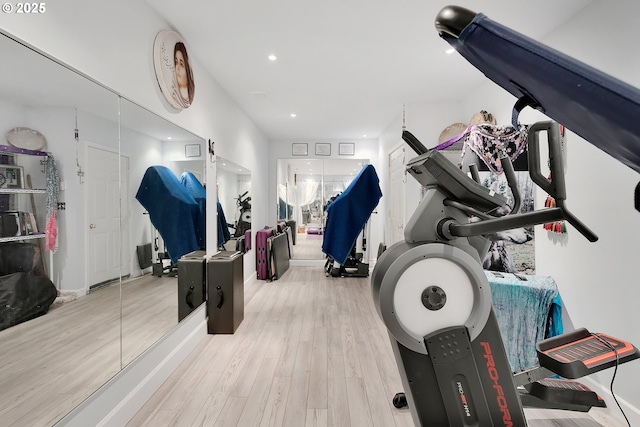 11215 NE 359th St, La Center, WA 98629 - exercise room with wood finished floors and recessed lighting