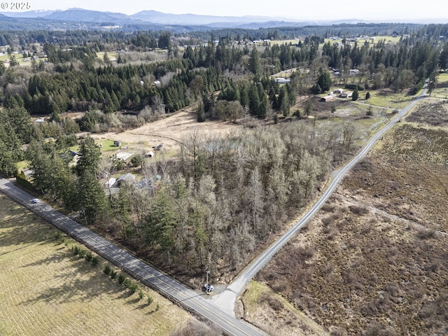 11215 NE 359th St, La Center, WA 98629 - aerial view of property and surrounding area with a mountainous background and a heavily wooded area
