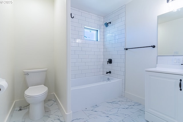 2604 15th St, Baker City, OR 97814 - full bath with marble look tiles, toilet, vanity, and shower / bathtub combination