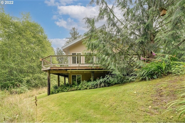 view of yard featuring a deck