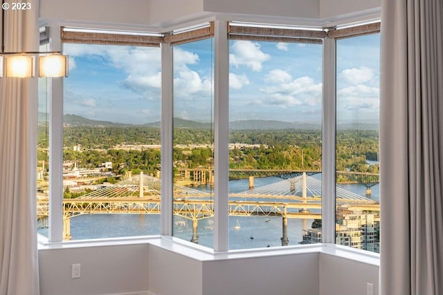 entryway with a water view