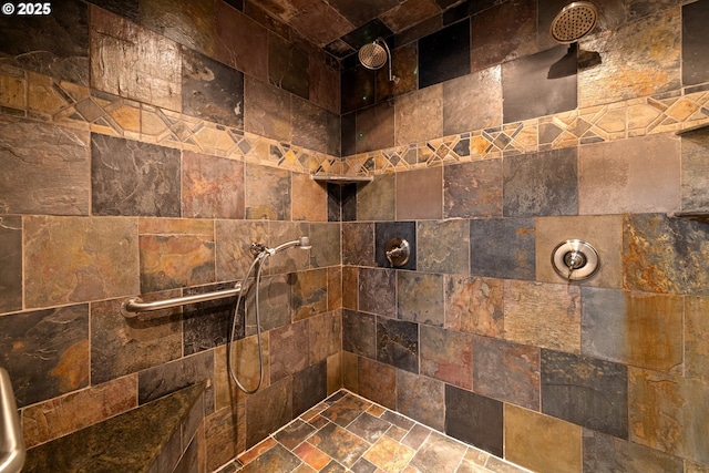 details with a tile shower