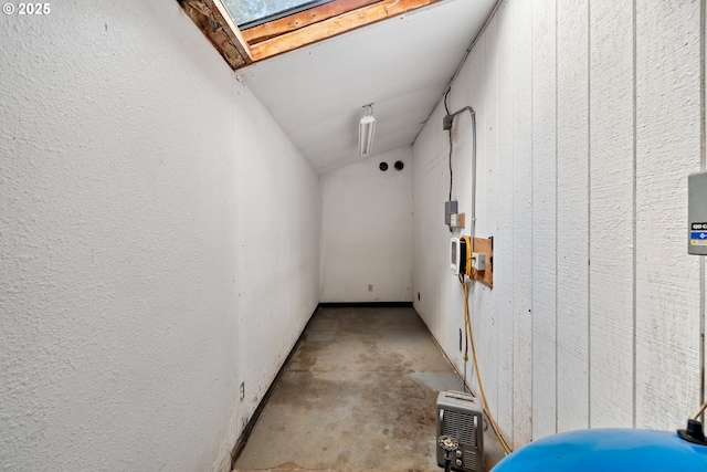 storage room featuring a skylight