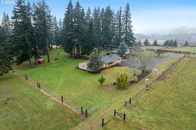 bird's eye view with a rural view