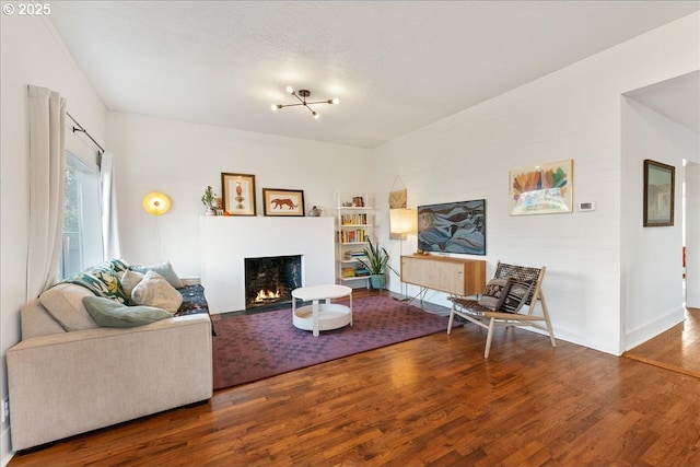 living room with hardwood / wood-style flooring