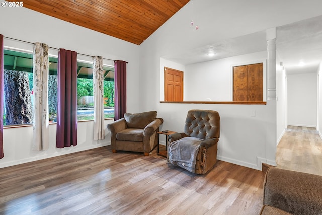 25191 Berry Ln, Veneta, OR 97487 - sitting room featuring vaulted ceiling, wood finished floors, and wood ceiling