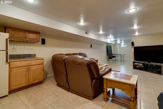 view of tiled living room