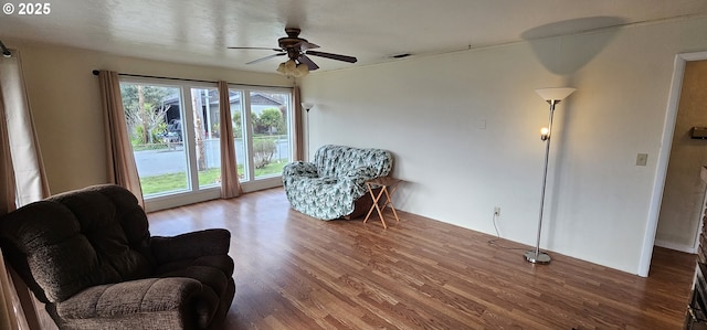 29545 Bailor St, Gold Beach, OR 97444 - living area with wood finished floors and a ceiling fan