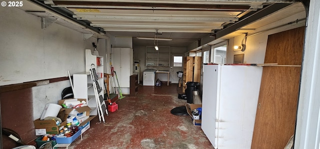 29545 Bailor St, Gold Beach, OR 97444 - basement with washer / dryer and freestanding refrigerator