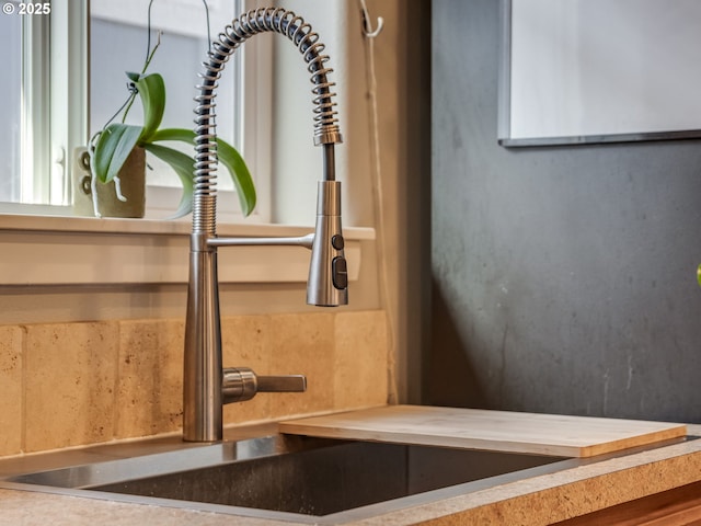 details featuring light countertops and a sink