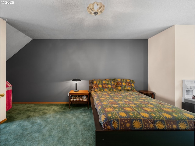 65679 E Alpine Way, Rhododendron, OR 97049 - bedroom featuring carpet floors, a textured ceiling, and vaulted ceiling