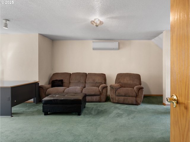 65679 E Alpine Way, Rhododendron, OR 97049 - living area with carpet, a wall unit AC, and a textured ceiling