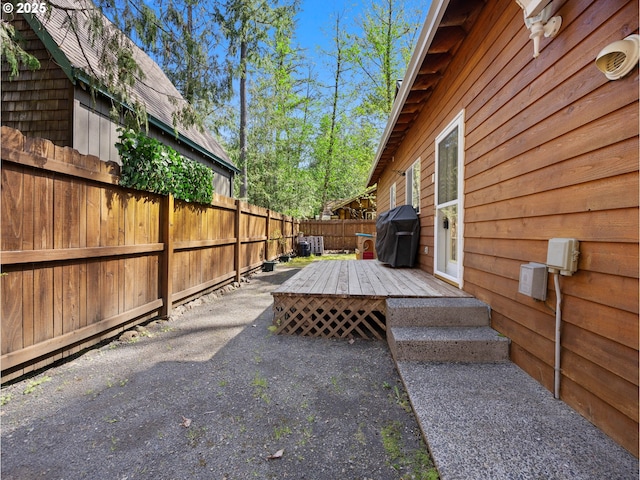 65679 E Alpine Way, Rhododendron, OR 97049 - view of patio / terrace with fence and a wooden deck