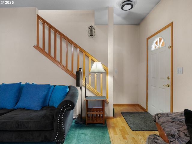 65679 E Alpine Way, Rhododendron, OR 97049 - entrance foyer featuring wood finished floors and stairway