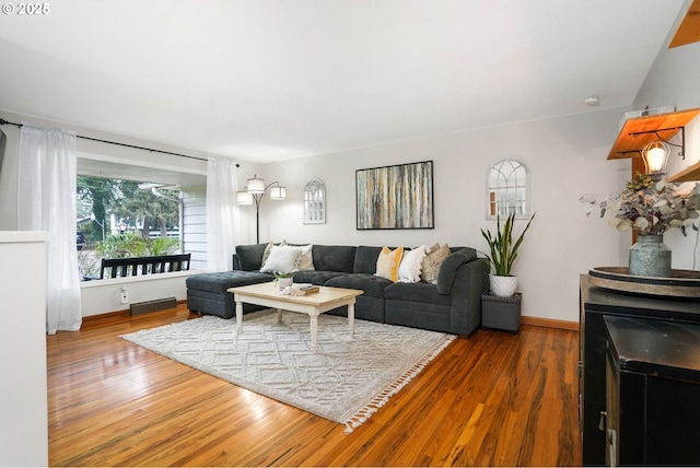 living room with wood-type flooring