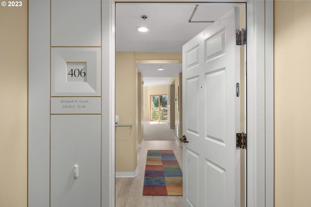 hall featuring light hardwood / wood-style floors