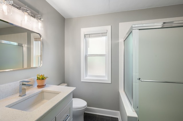 420 S State St, Lake Oswego, OR 97034 - full bathroom featuring vanity, tile patterned floors, and shower / bath combination with glass door